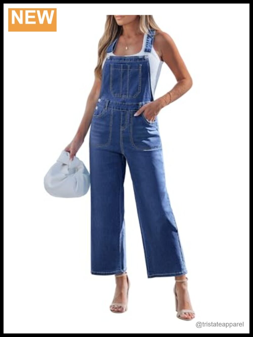 Cropped Denim Overalls Womens Loose Fit Wide Leg Jean Jumpsuit Adjustable Straps